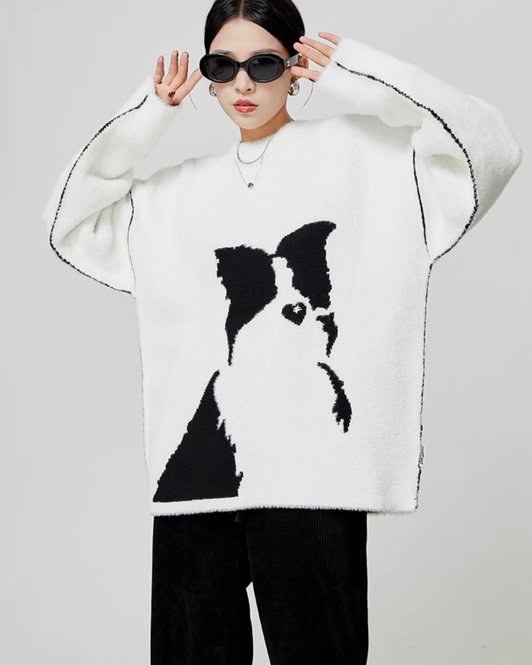 Dog Print Mohair Knit LLA0338