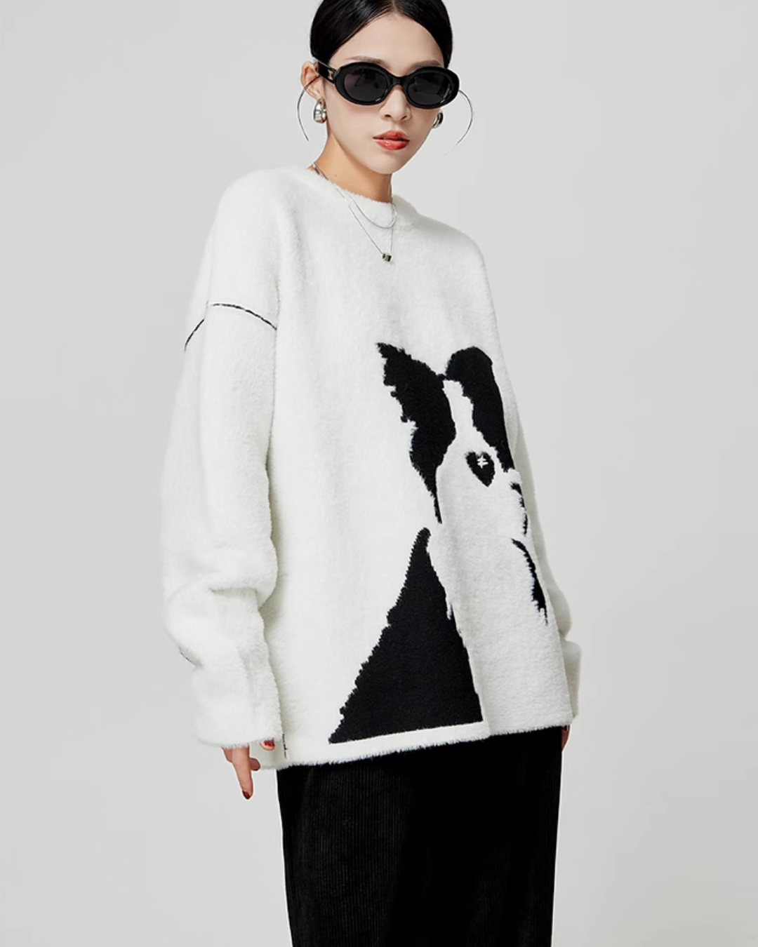 Dog Print Mohair Knit LLA0338