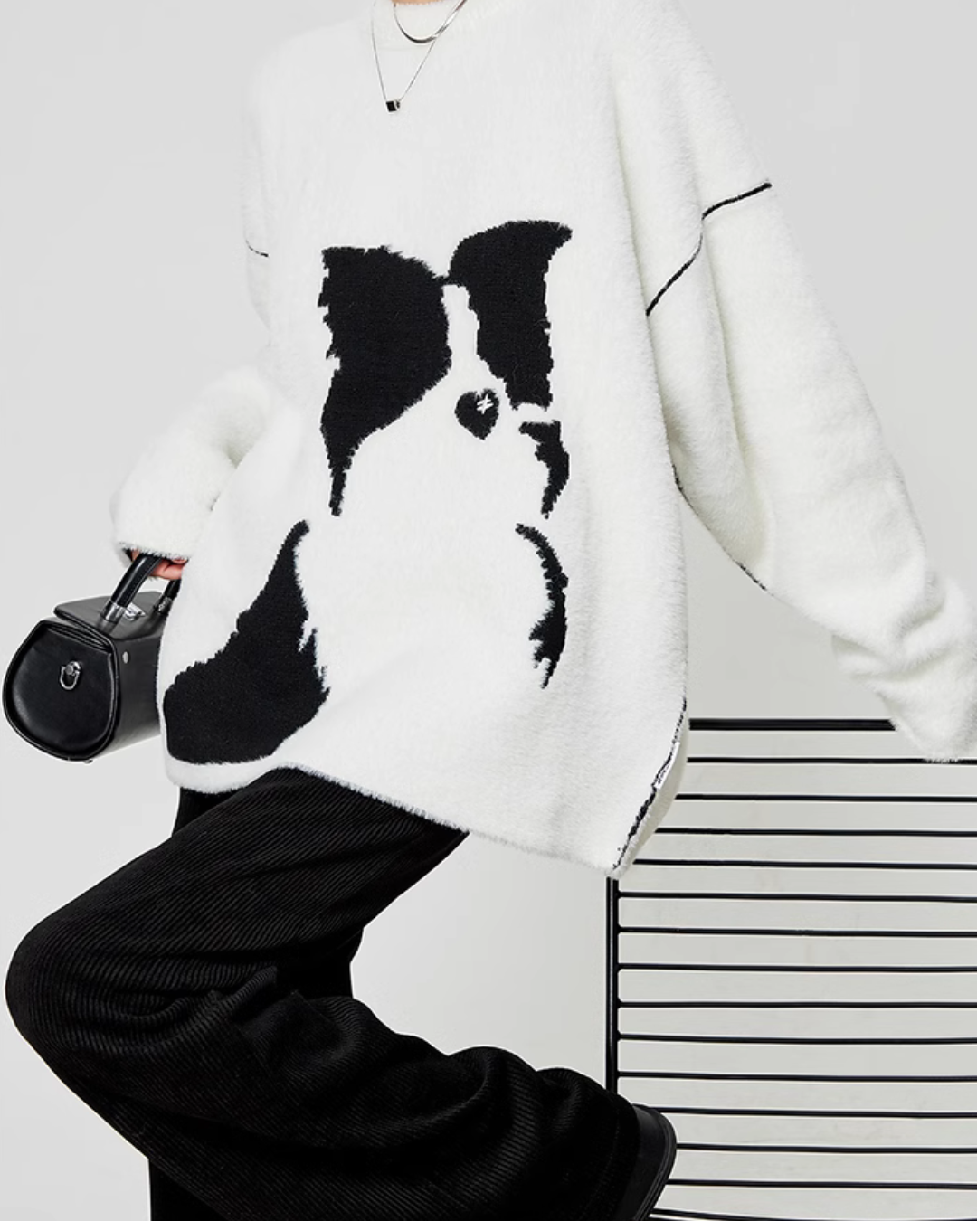 Dog Print Mohair Knit LLA0338
