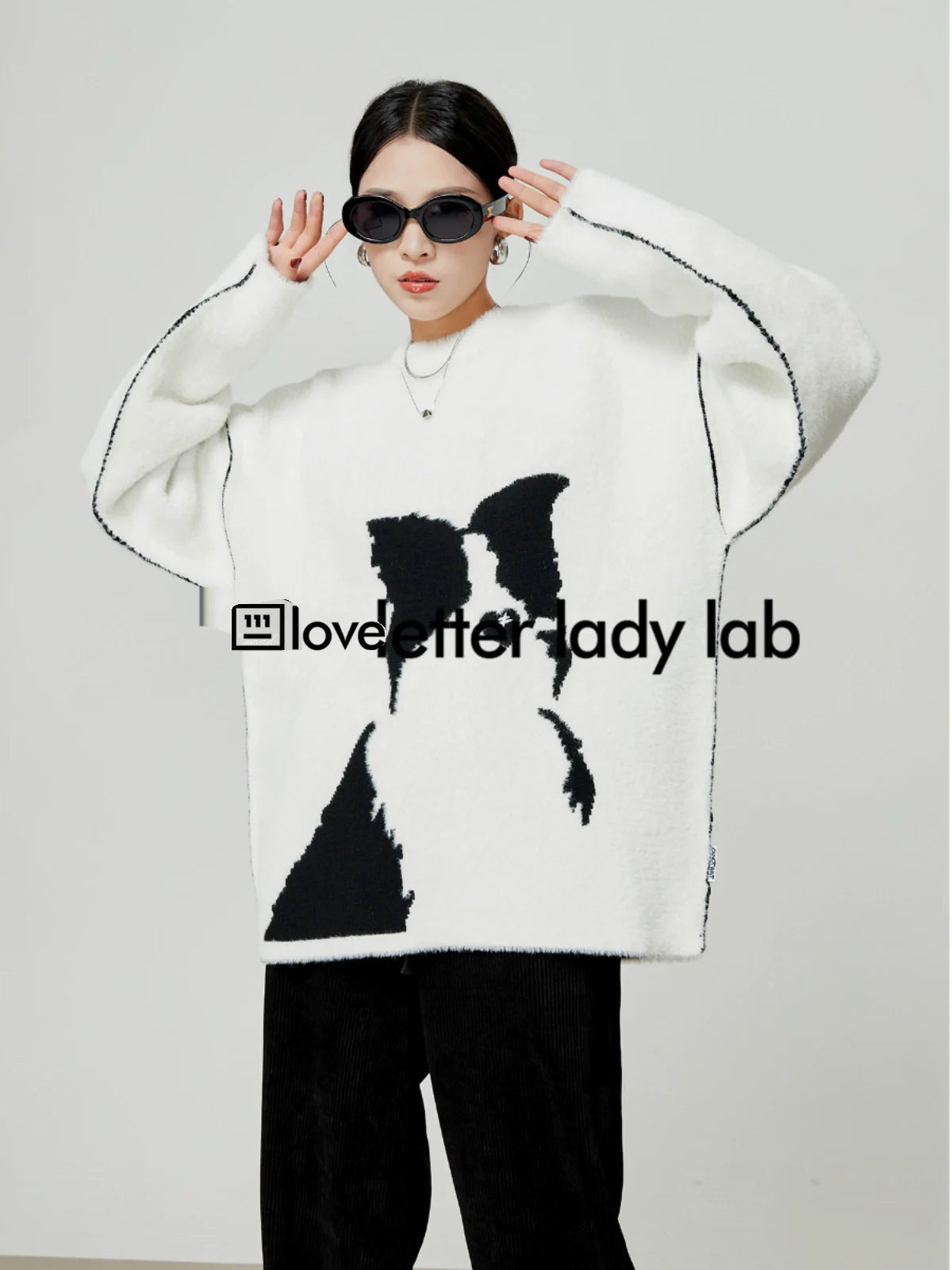 Dog Print Mohair Knit LLA0338