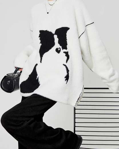Dog Print Mohair Knit LLA0338