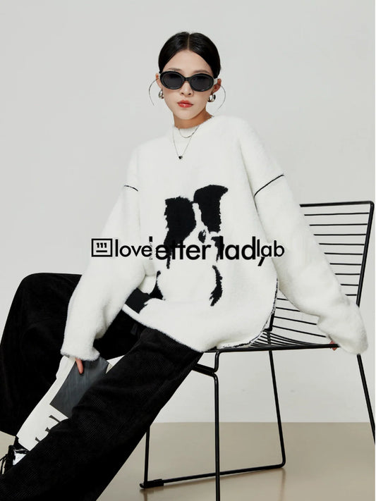 Dog Print Mohair Knit LLA0338