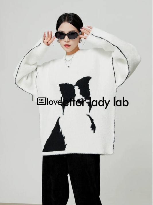 Dog Print Mohair Knit LLA0338